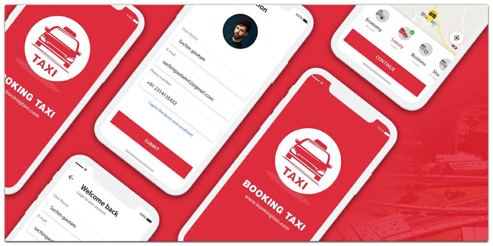 Latest Free Mobile App UI PSD Designs 20 Taxi Booking App UI Kit PSD