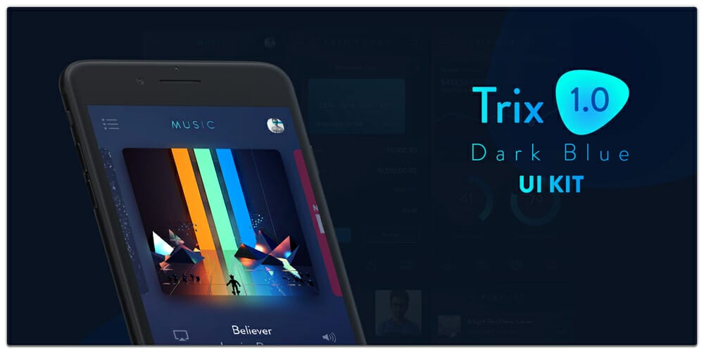 Trix Dark Blue UI Kit PSD