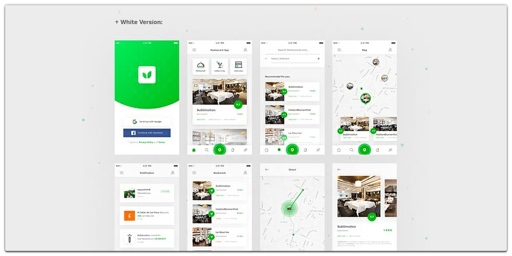Latest Free Mobile App UI PSD Designs 56 Vegas Restaurant iOS UI Kit PSD