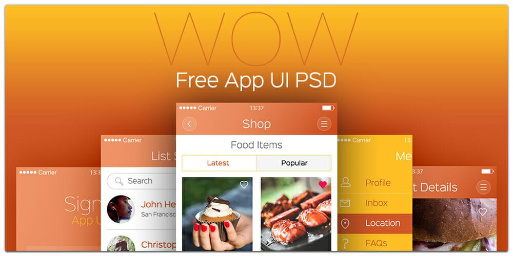 Latest Free Mobile App UI PSD Designs 138 WOW