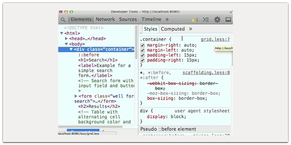 Working With LESS and the Chrome DevTools