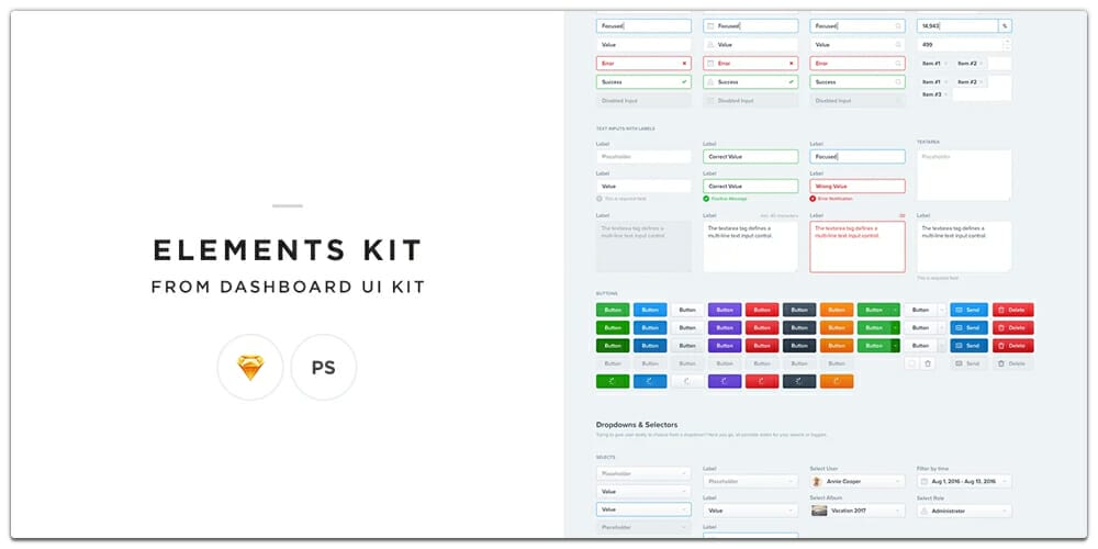 Free Dashboard UI Design PSD 28 Elements