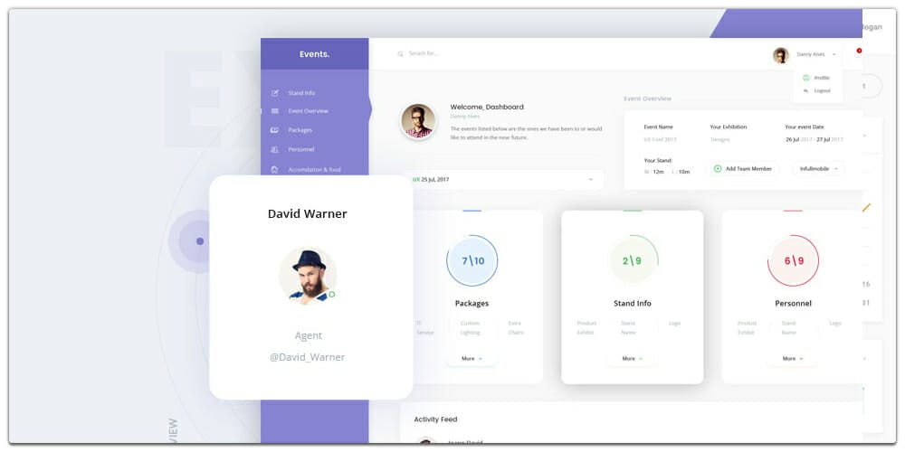 Free Dashboard UI Design PSD 83 Events Dashboard PSD