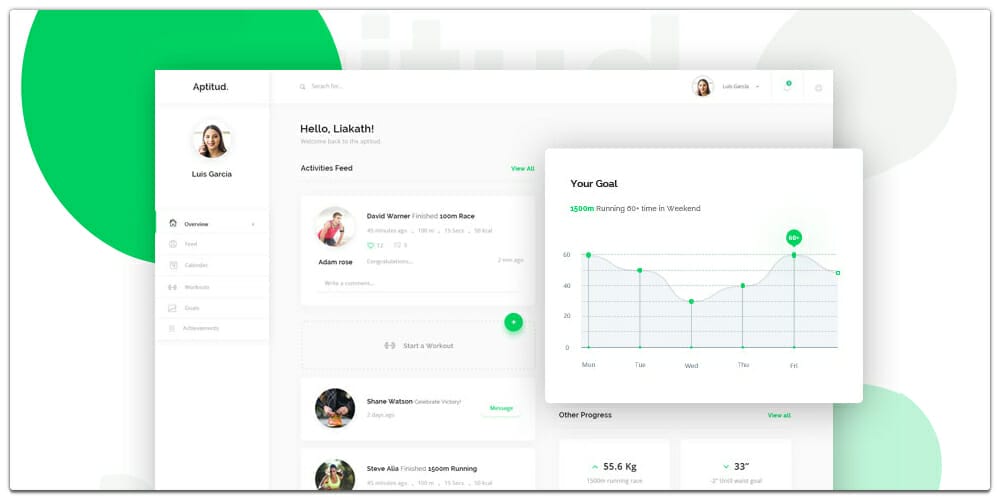 Free Dashboard UI Design PSD 77 Fitness Dashboard