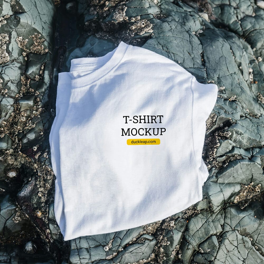 Folded White T-shirt Mockup PSD 1 Folded White T-shirt Mockup PSD