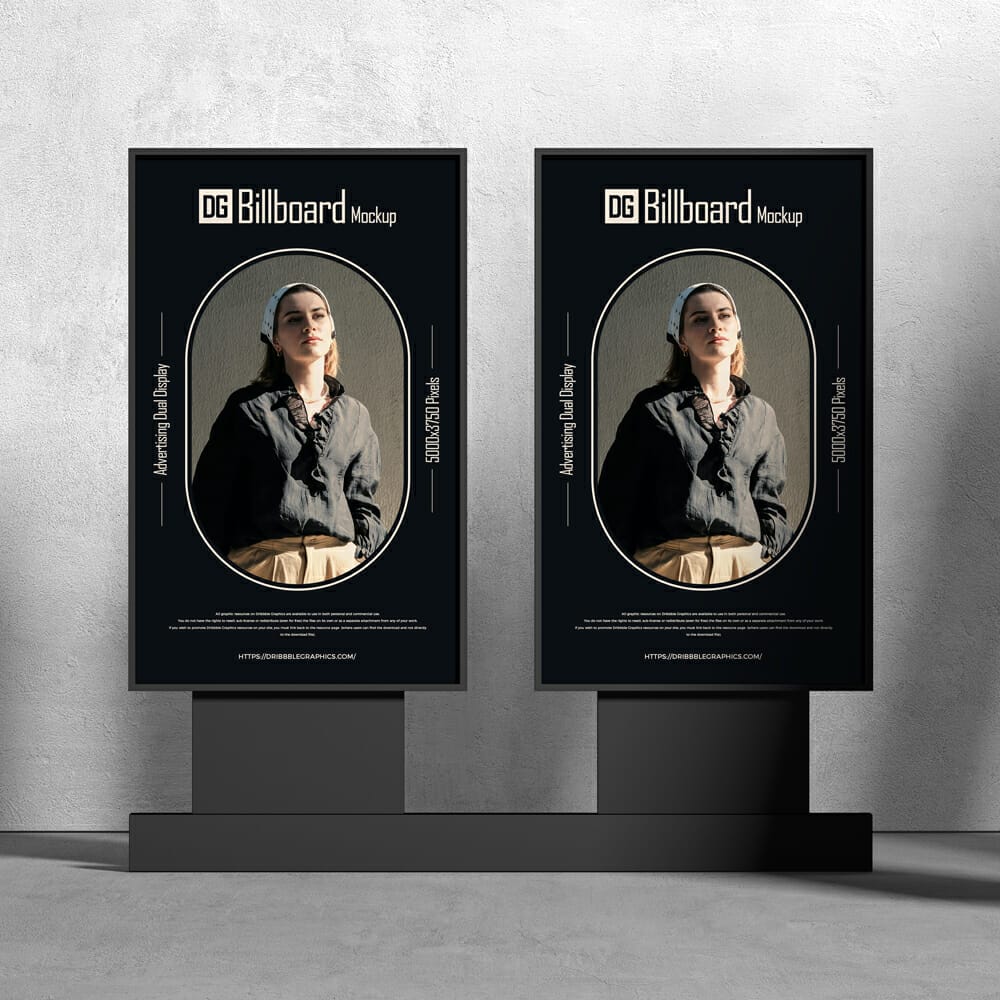 Free Advertising Dual Display Billboard Mockup PSD 1 Free Advertising Dual Display Billboard Mockup PSD