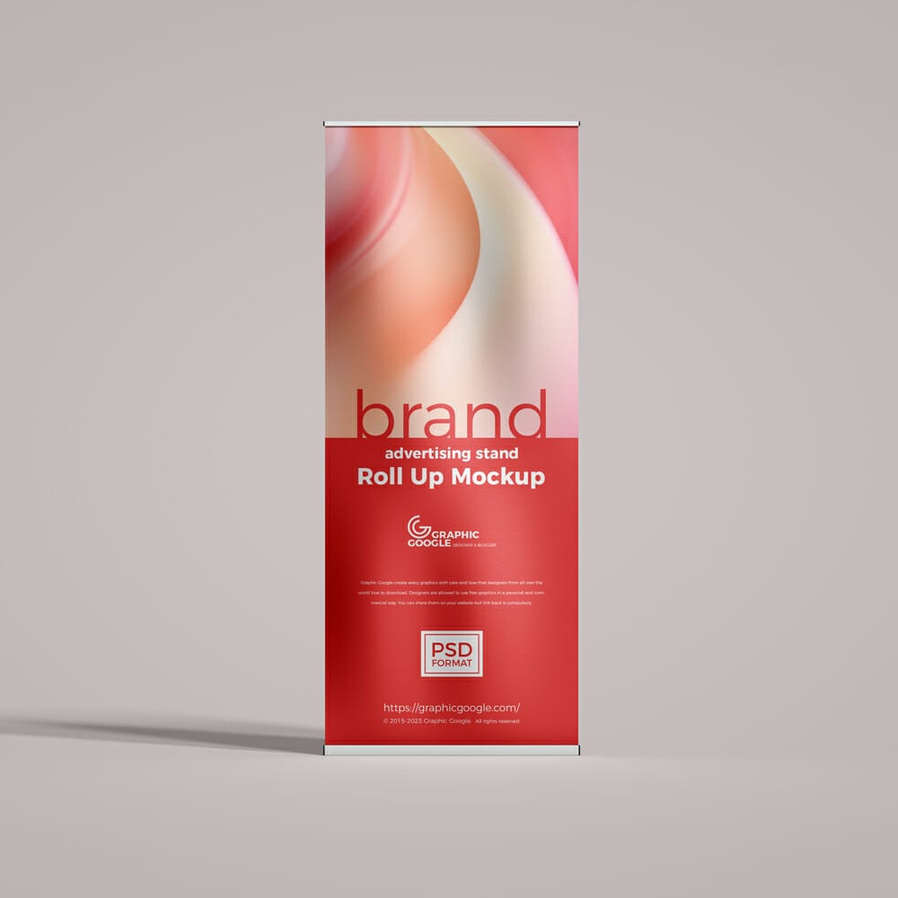 Free Brand Advertising Stand Roll Up Mockup PSD 1 Free Brand Advertising Stand Roll Up Mockup PSD