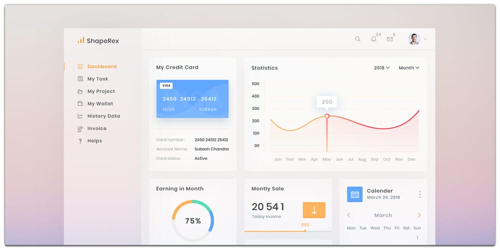 Free Dashboard UI Design PSD 13 Free Dashboard Design PSD