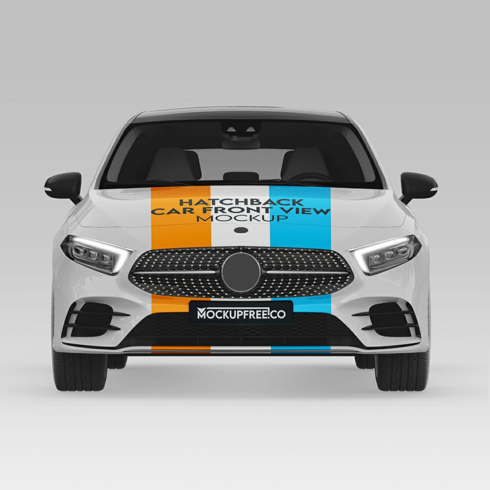 Free Hatchback Car Front View Mockup PSD 1 Free Hatchback Car Front View Mockup PSD