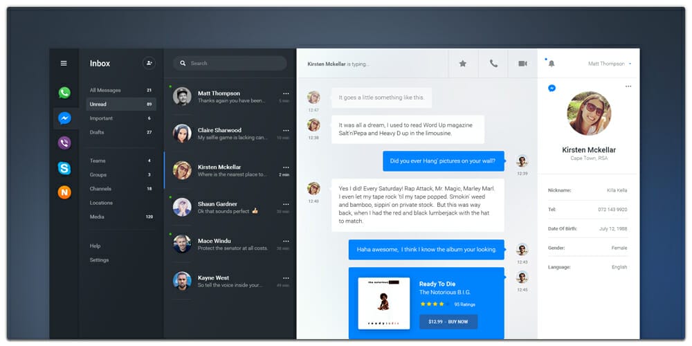 Free Dashboard UI Design PSD 68 IM Chat Dashboard PSD