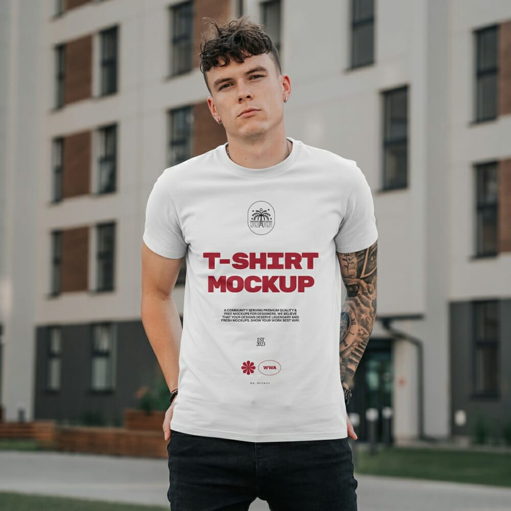Man T Shirt With Tattoo Mockup 1 Man T Shirt With Tattoo Mockup