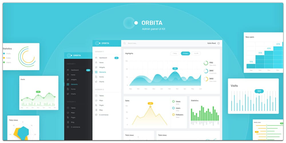 Free Dashboard UI Design PSD 32 Orbita
