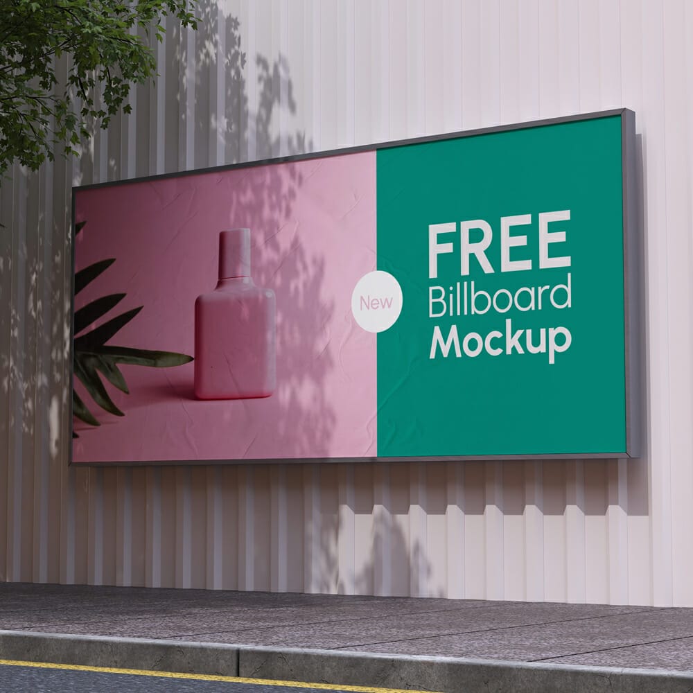 Street Wide Billboard Mockup PSD 1 Street Wide Billboard Mockup PSD
