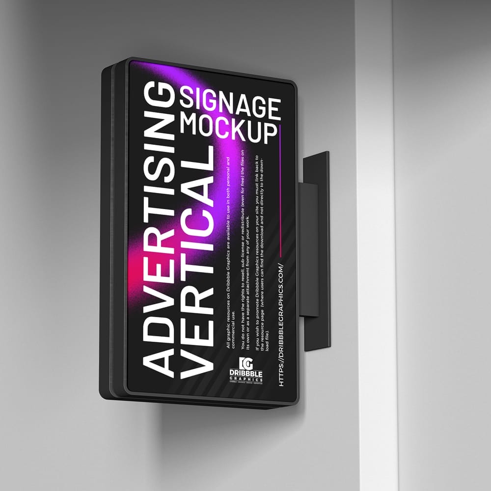 Free Advertising Vertical Signage Mockup PSD 1 Free Advertising Vertical Signage Mockup PSD