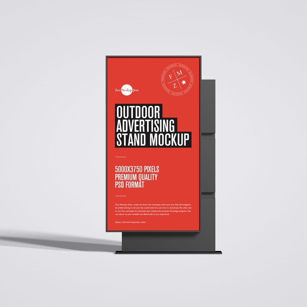 Outdoor Advertising Stand Mockup PSD 1 Outdoor Advertising Stand Mockup PSD