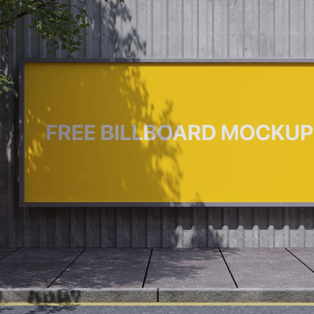Wide Street Billboard Mockup PSD 1 Wide Street Billboard Mockup PSD