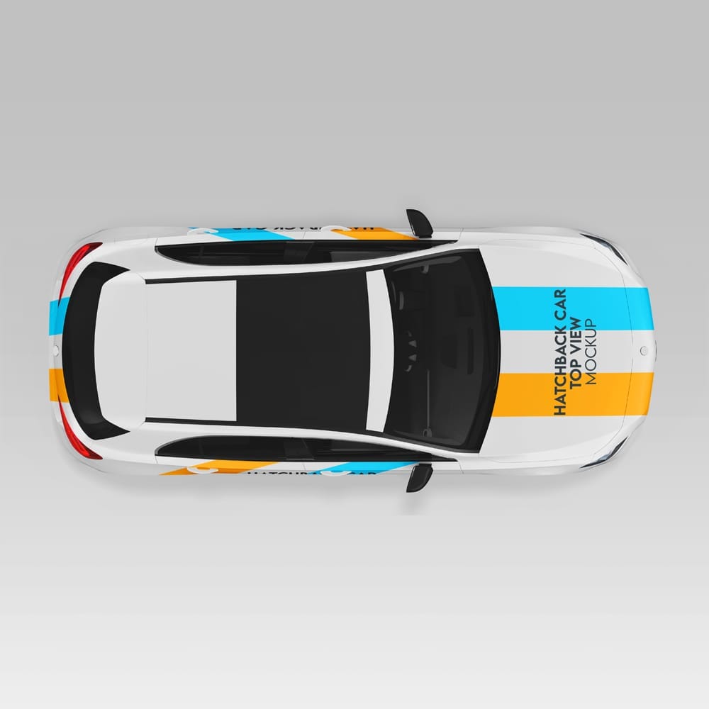 Free Hatchback Car Top View Mockup PSD 1 Free Hatchback Car Top View Mockup PSD