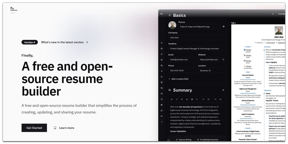 Best Online Resume Builders (Free & Premium) 26 Reactive Resume v4