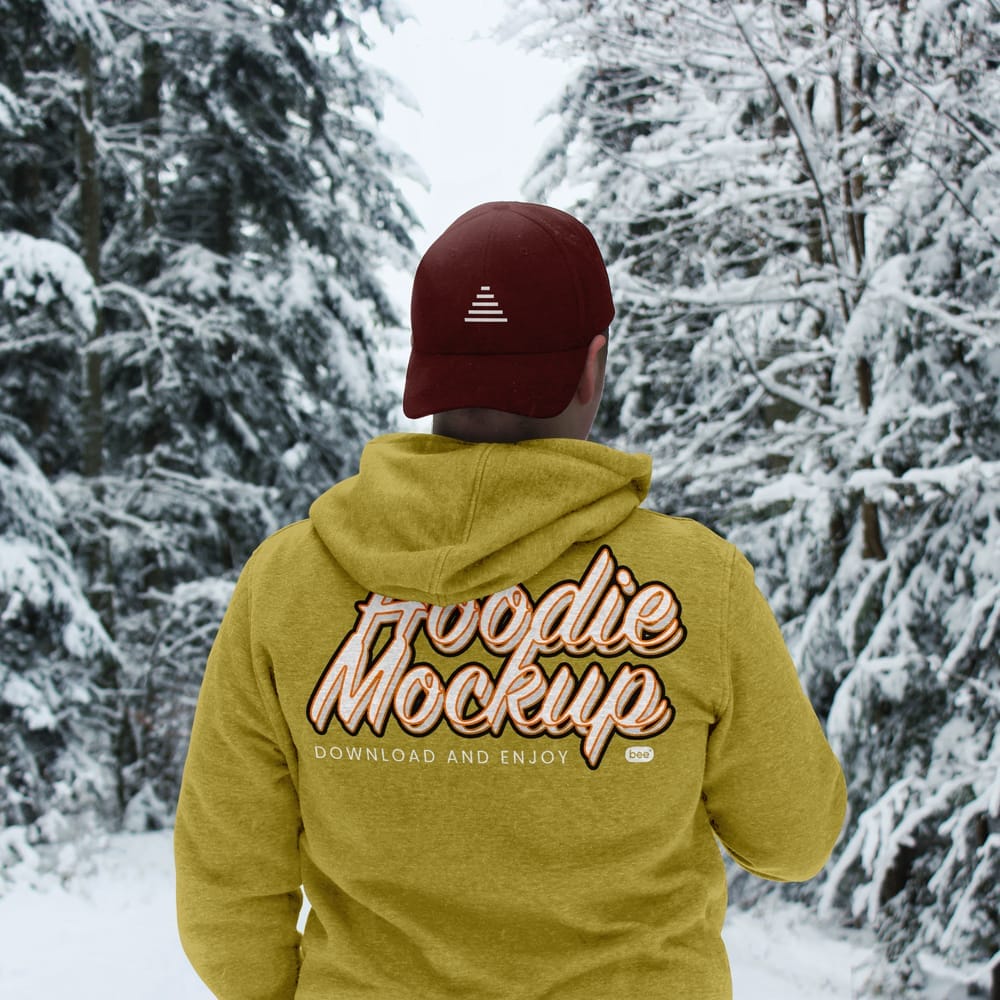 Free Hoodie in Winter Mockup PSD 1 Free Hoodie in Winter Mockup PSD