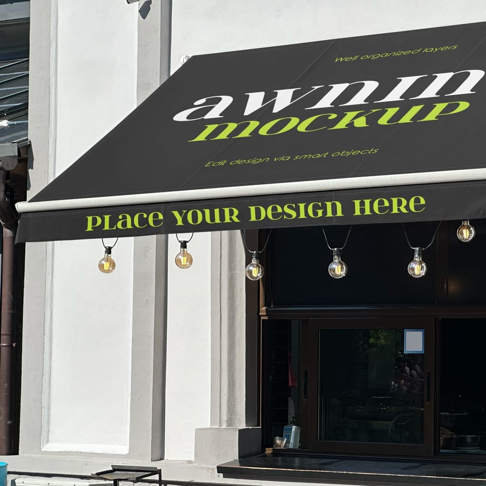 Free Outdoor Cafe Awning Mockup PSD 1 Free Outdoor Cafe Awning Mockup PSD
