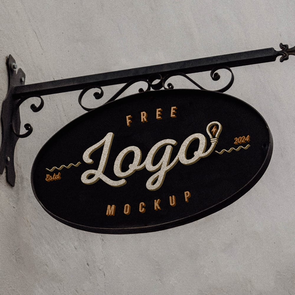 Free Oval Shape Shop Sign Mockup PSD 1 Free Oval Shape Shop Sign Mockup PSD