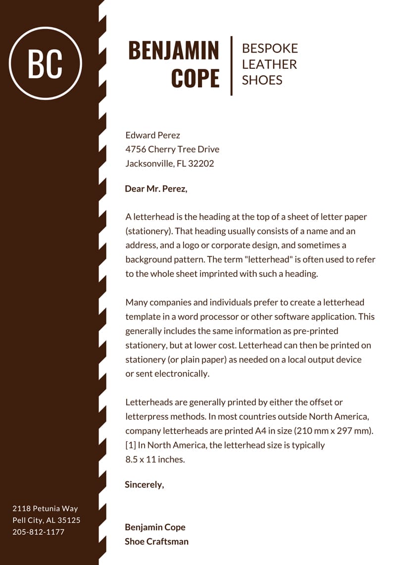 Top Professional Canva Letterhead Templates 14 Brown Rustic Personal Letterhead Template
