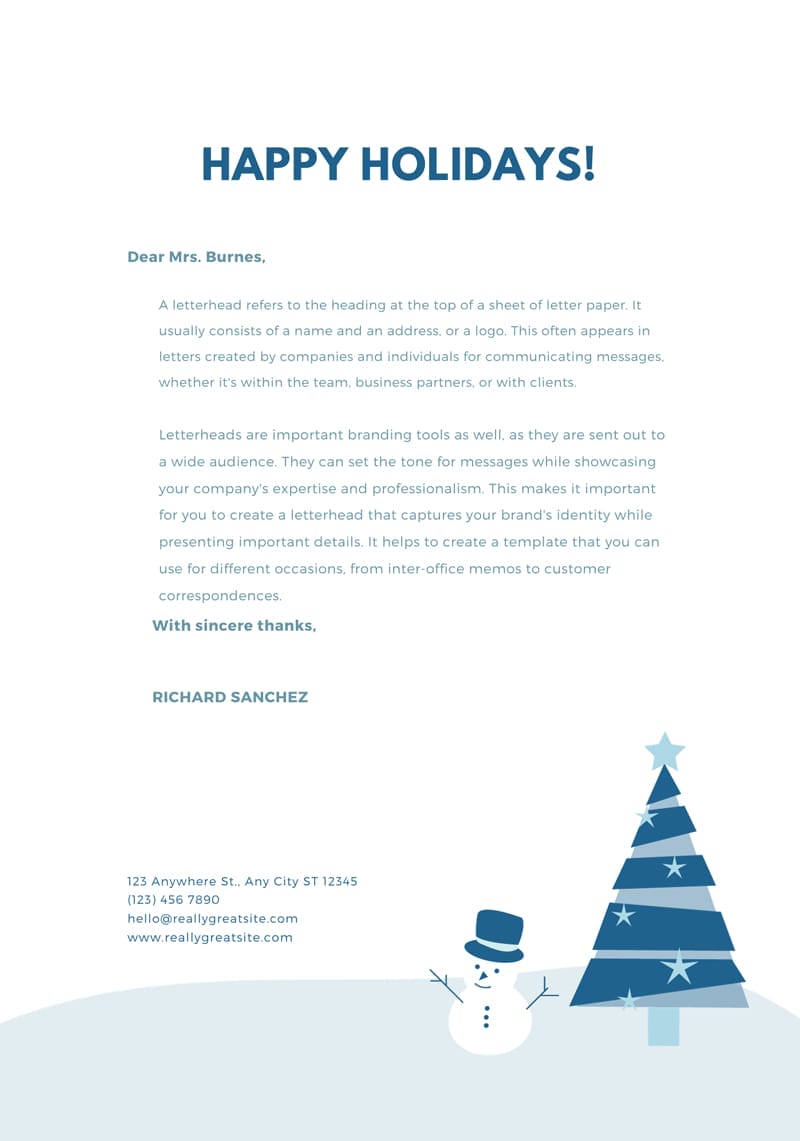 Top Professional Canva Letterhead Templates 6 Christmas Letterhead Template