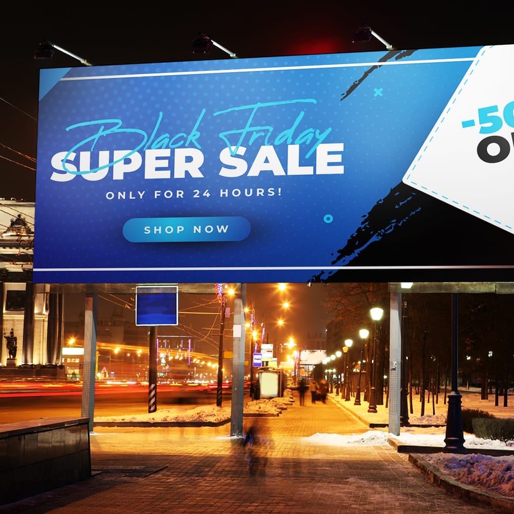 Free Billboard Night Scene Mockup PSD 1 Free Billboard Night Scene Mockup PSD