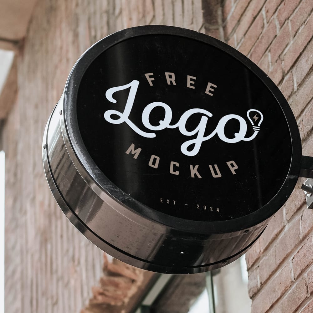 Free Round Shop Signage Mockup PSD 1 Free Round Shop Signage Mockup PSD