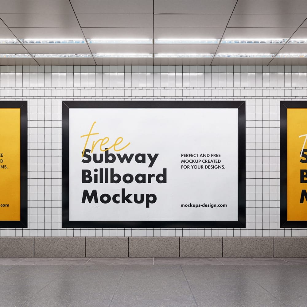 Free Subway Billboard Mockup Template PSD 1 Free Subway Billboard Mockup Template PSD