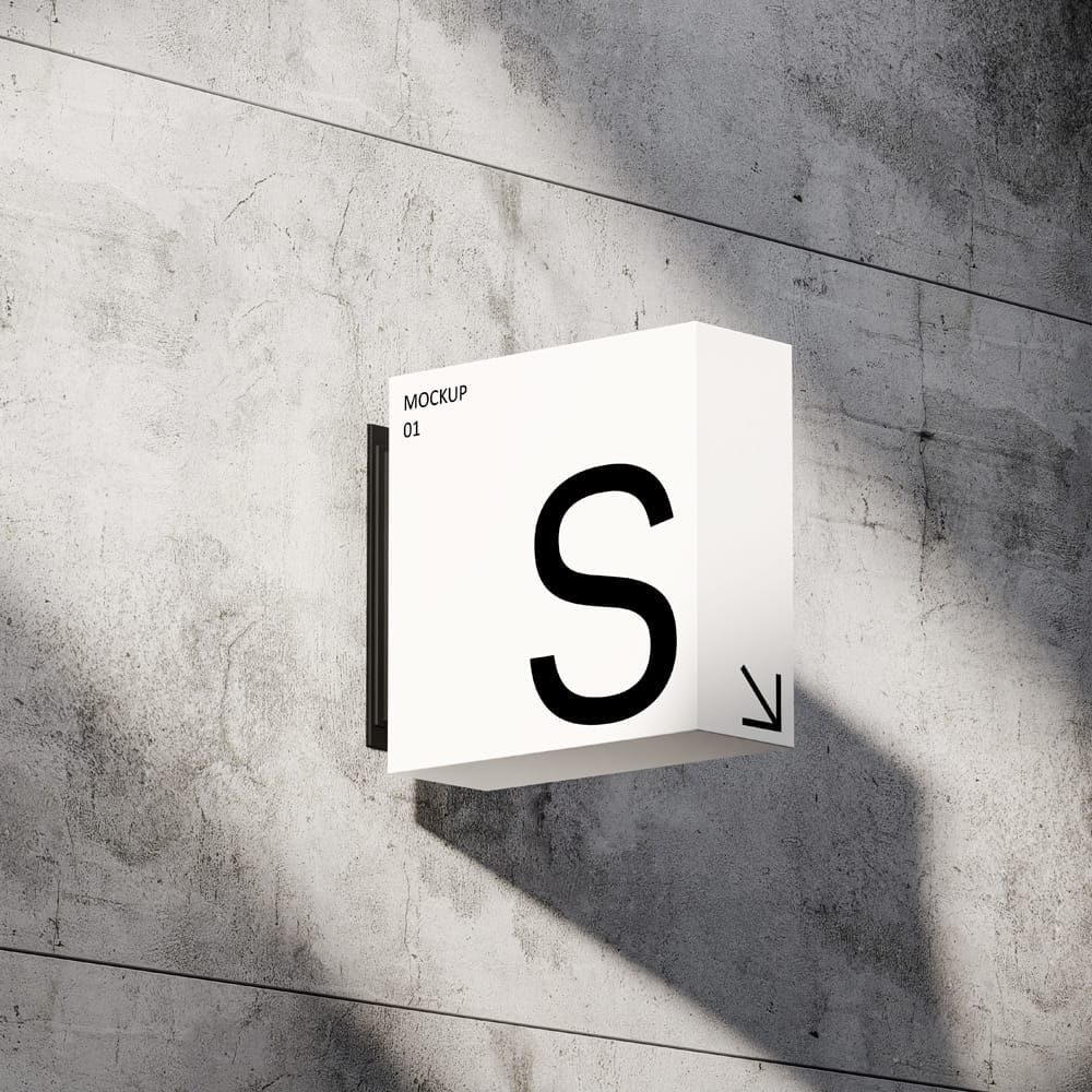 Free Wall Sign Mockup Template PSD 1 Free Wall Sign Mockup Template PSD
