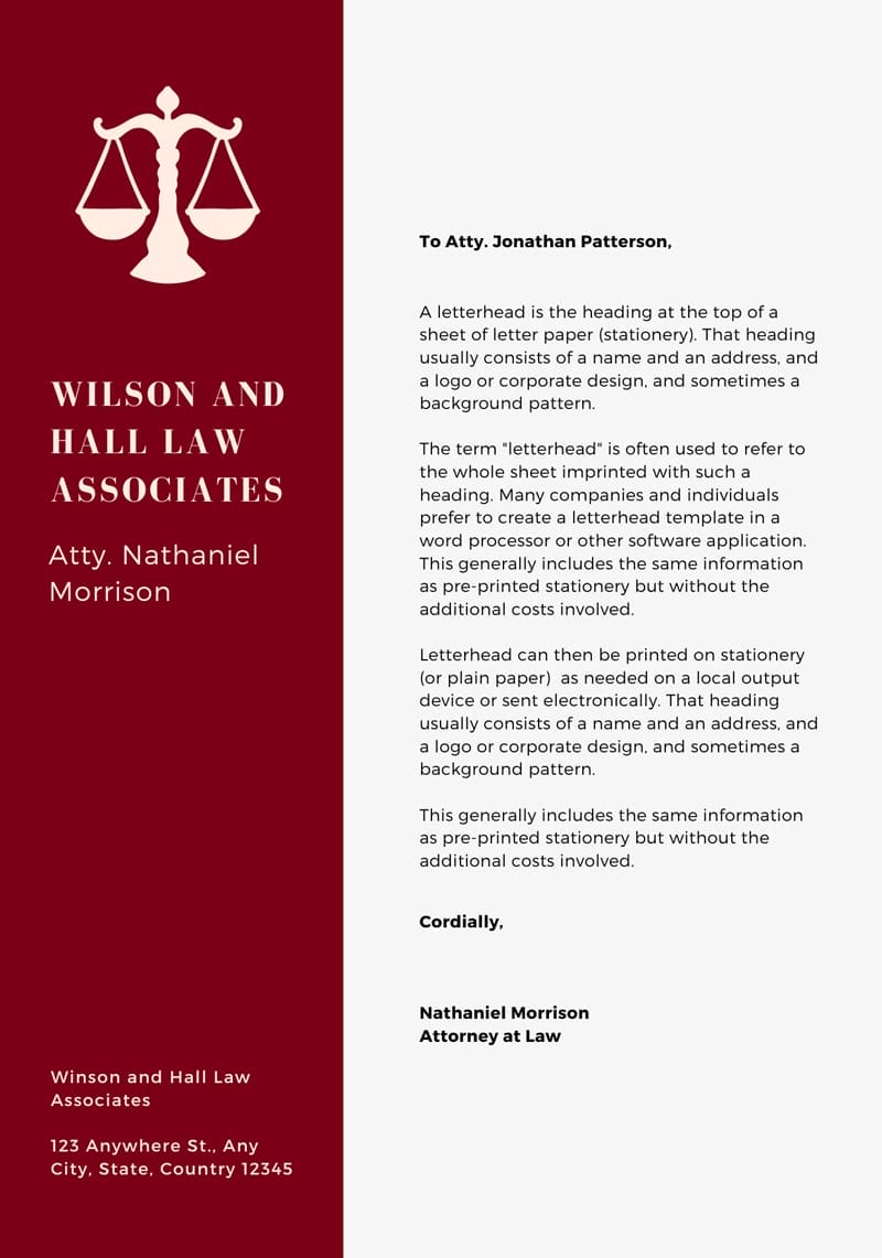 Top Professional Canva Letterhead Templates 13 Law Firm Letterhead Template