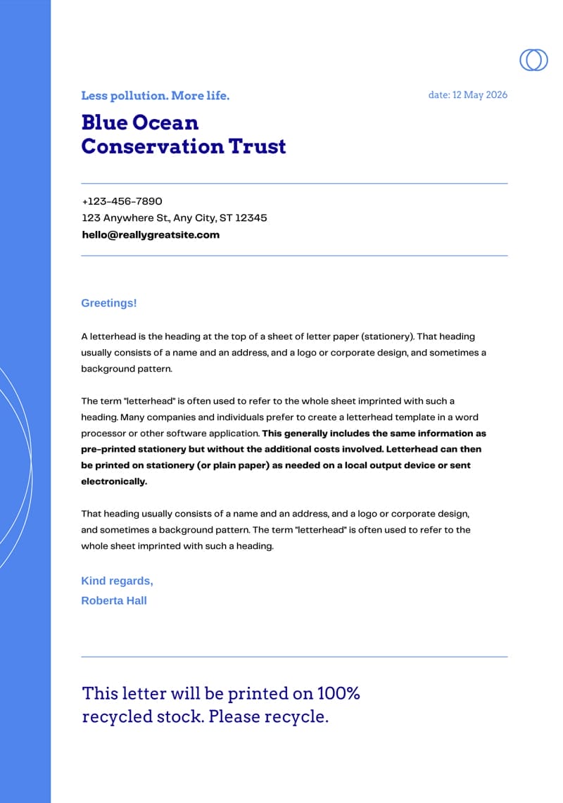 Top Professional Canva Letterhead Templates 4 Nonprofit Marine Conservation Clean Corporate Charity Letterhead