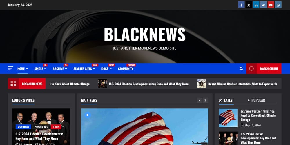 Stunning Elementor Magazine Templates for Eye-Catching Layouts 29 BlackNews