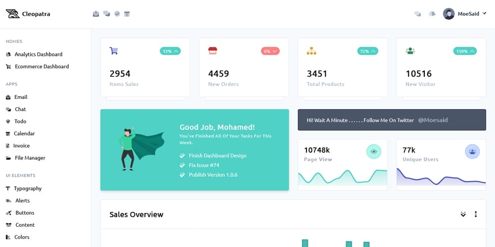 20 + Top Free Tailwind Admin Templates for Effortless Web Development 6 Cleopatra