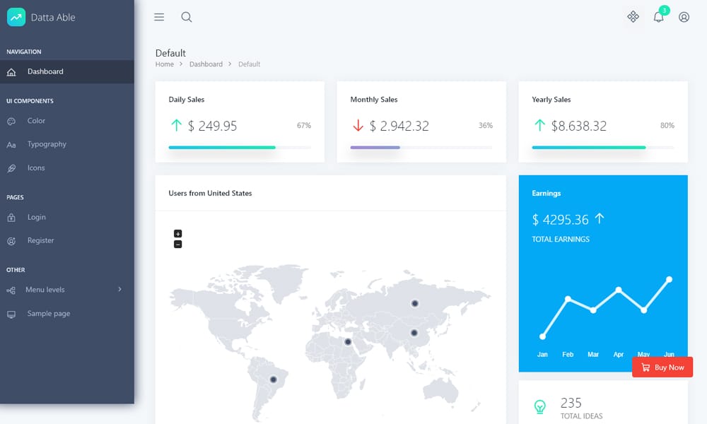 20 + Top Free Tailwind Admin Templates for Effortless Web Development 45 Datta Able Tailwind Admin Template