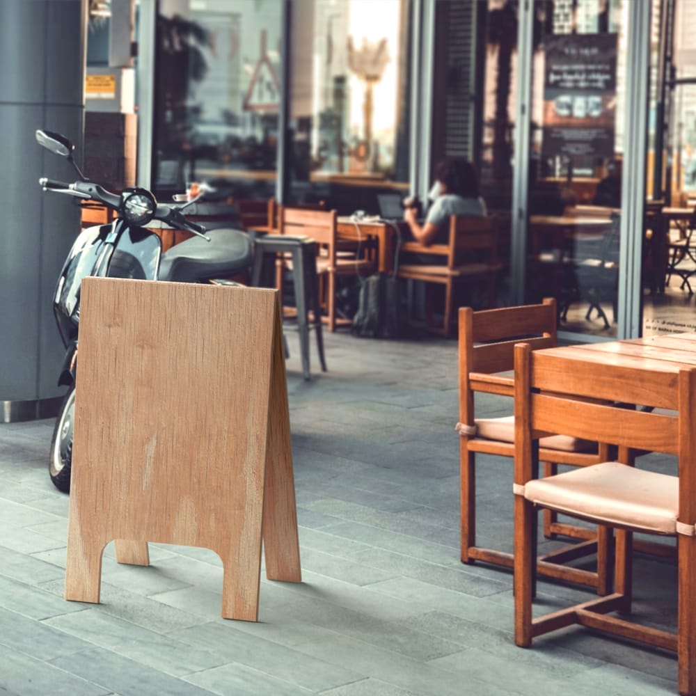 Free Wooden A-Frame Sandwich Board Mockup PSD 1 Free Wooden A-Frame Sandwich Board Mockup PSD