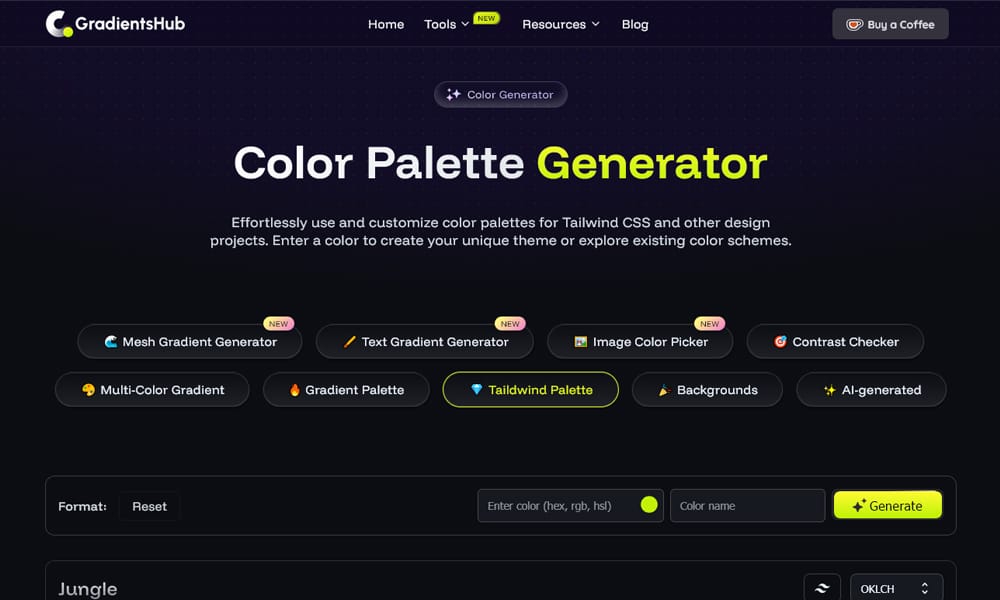 Effortless Design Choices: Exploring Tailwind Color Generators 28 GradientsHub Palette Generator