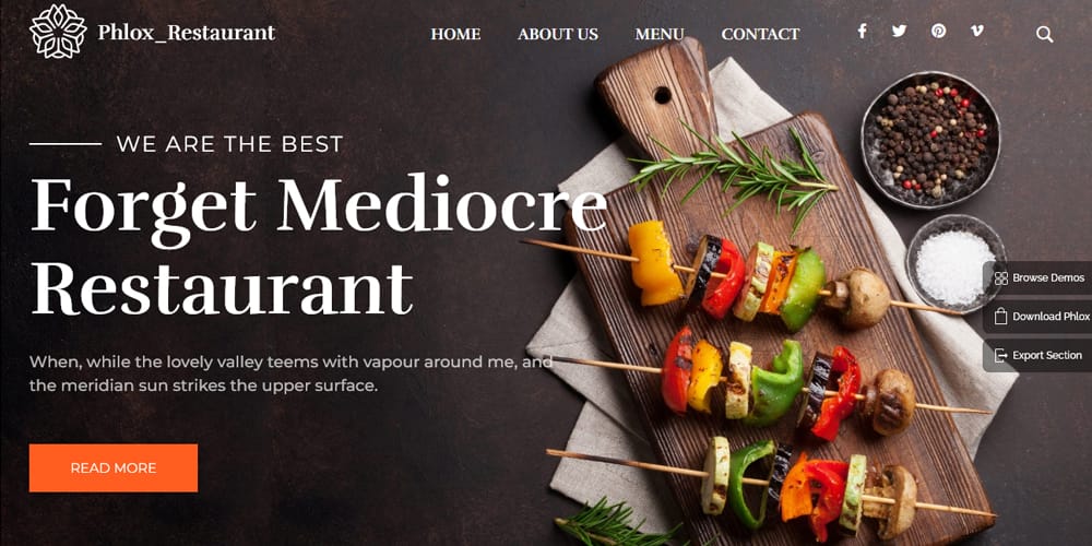 Impress Your Customers: Best Free Elementor Restaurant Templates Revealed 19 Phlox