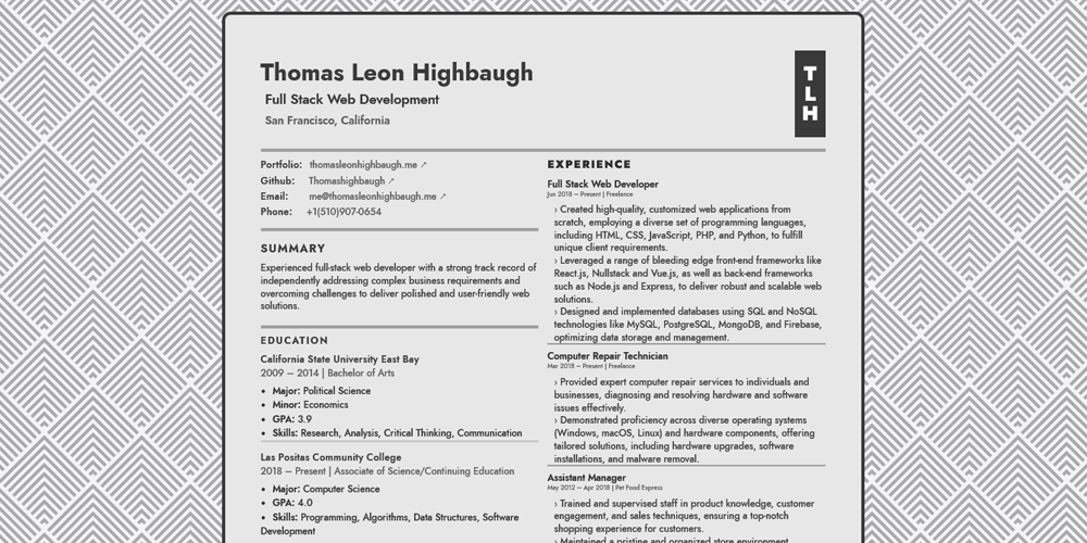 Top Free Tailwind Portfolio Templates to Showcase Your Work 12 Resume Template