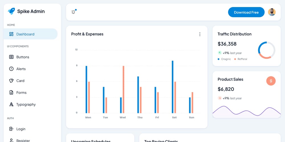 20 + Top Free Tailwind Admin Templates for Effortless Web Development 20 Spike Tailwind Admin Template