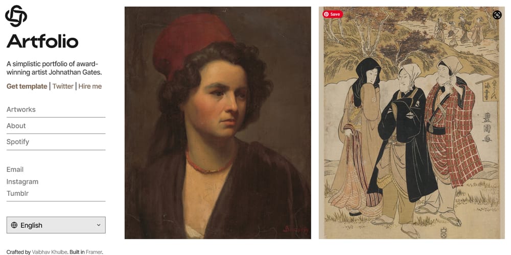 Ultimate Collection of Framer Free Templates 54 Artfolio