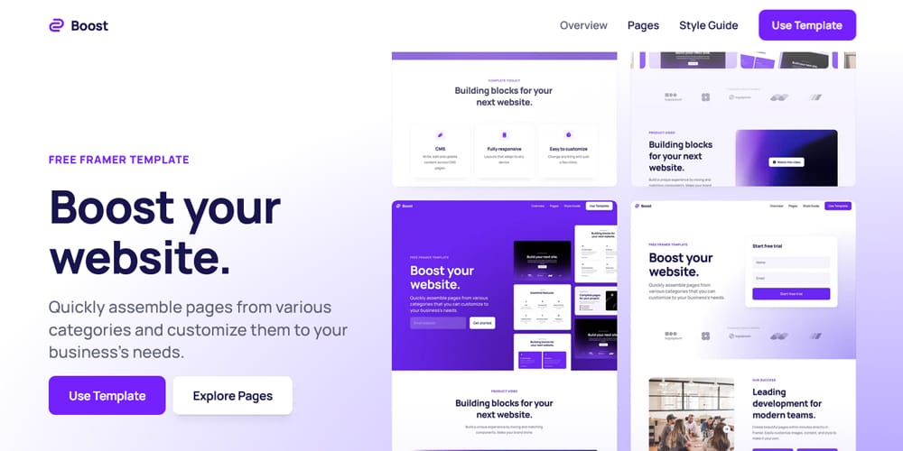 Ultimate Collection of Framer Free Templates 11 Boost
