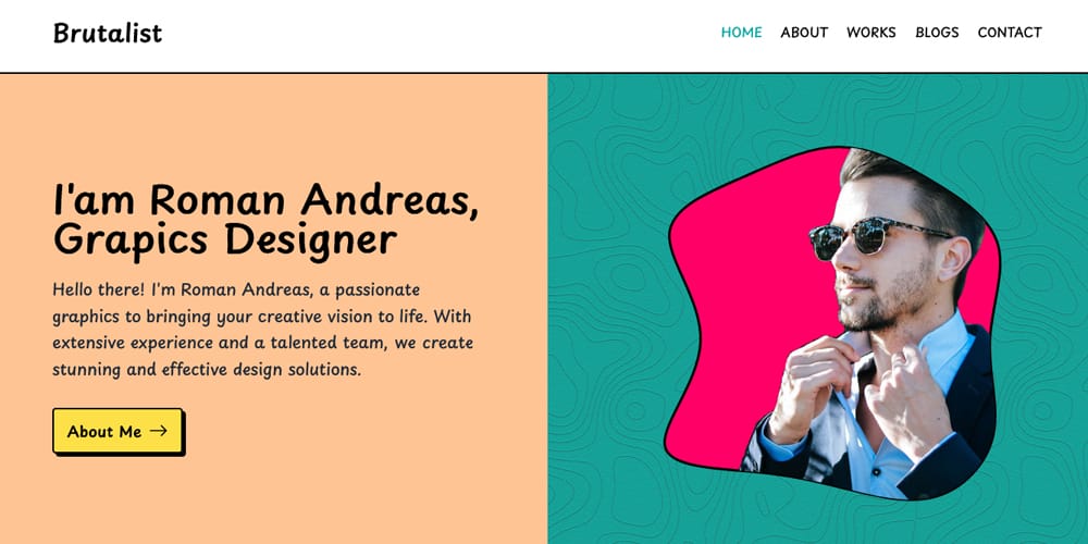 Top Free Tailwind Portfolio Templates to Showcase Your Work 16 Brutalist