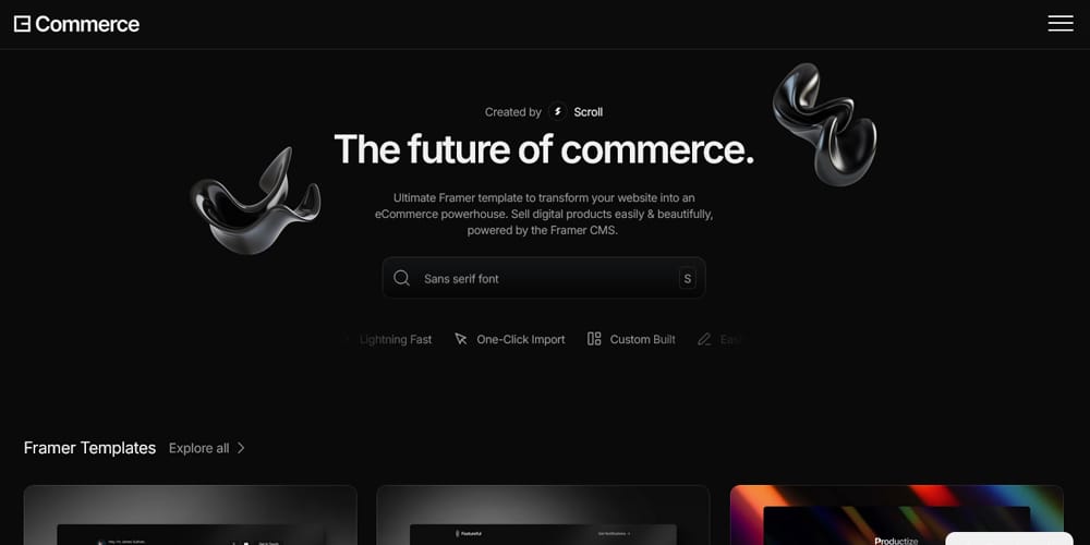 Ultimate Collection of Framer Free Templates 17 Commerce