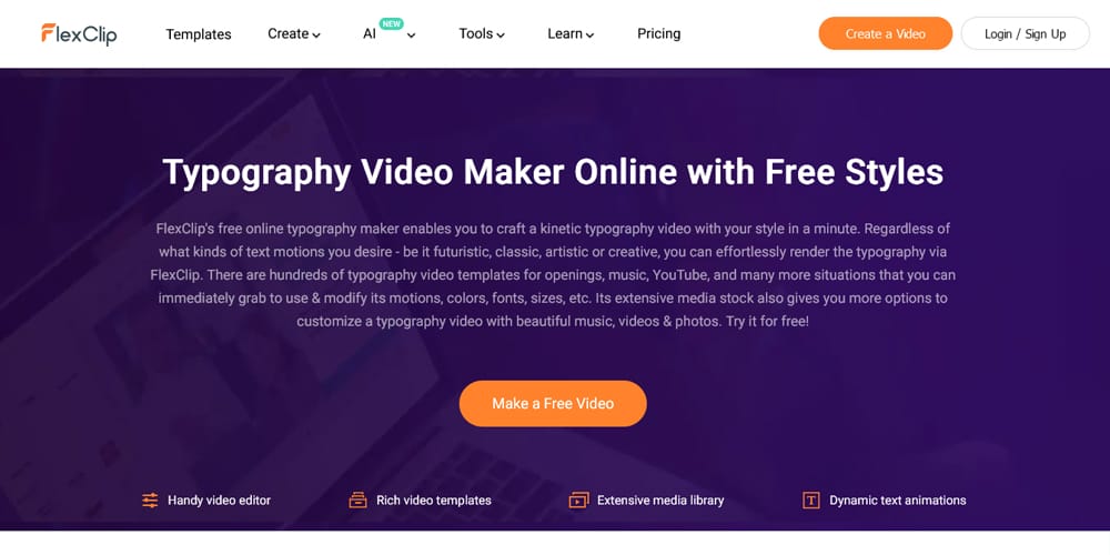 Create Stunning Text Animation: Top Kinetic Typography Creator Tools 1 Flexclip
