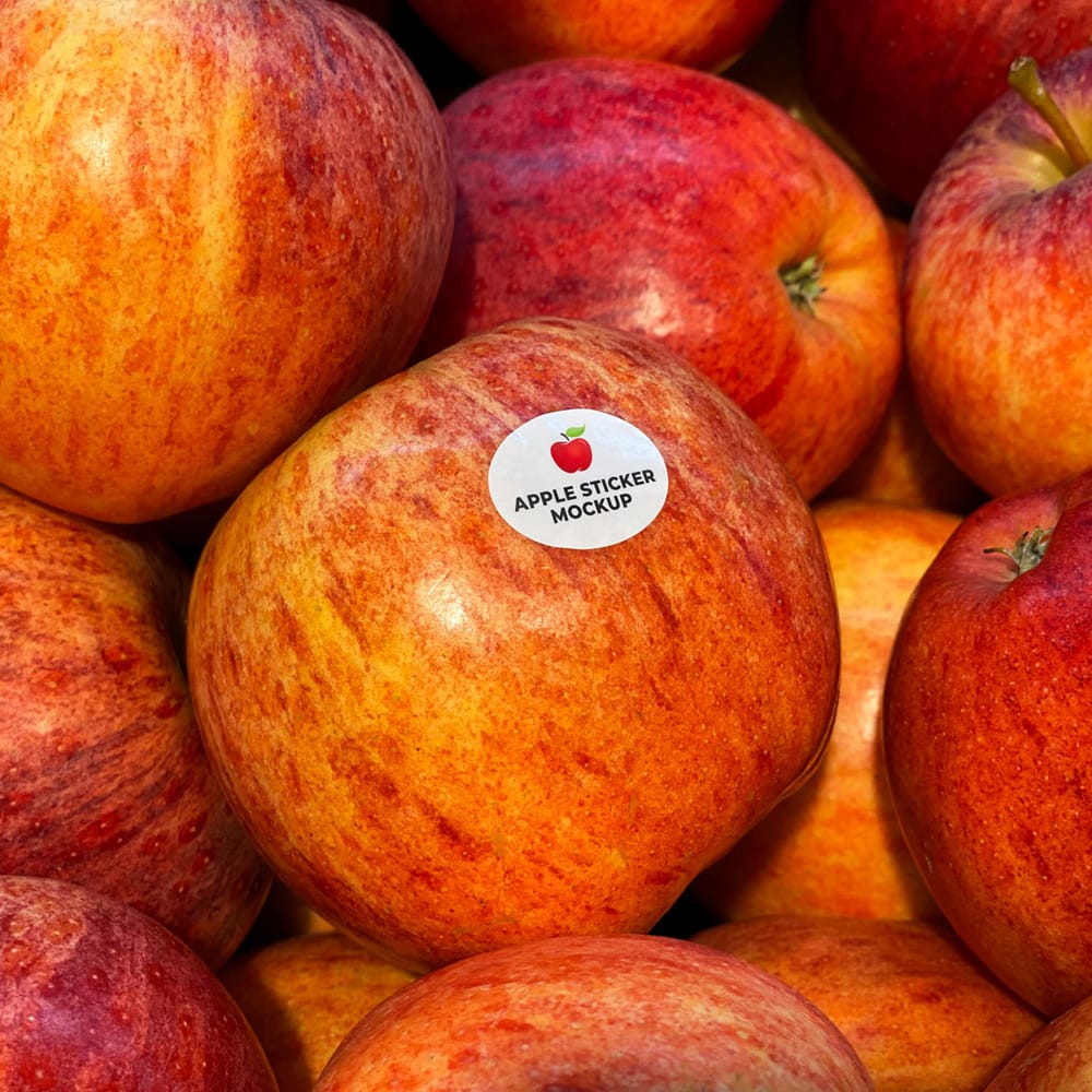 Free Apple Label Sticker Mockup PSD 1 Free Apple Label Sticker Mockup PSD