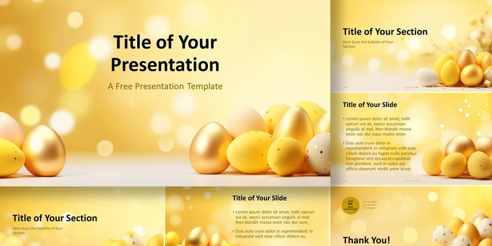 Stunning Free Design Templates for Powerpoint Presentations 18 Golden Easter Eggs PowerPoint Template