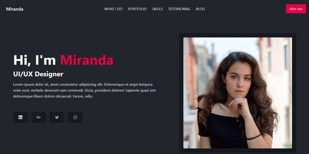 Top Free Tailwind Portfolio Templates to Showcase Your Work 15 Miranda