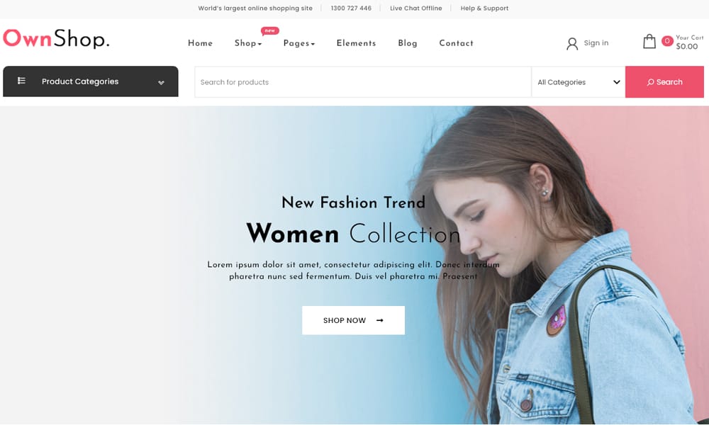 The Ultimate Collection of Free Elementor WooCommerce Templates 58 Own Shop